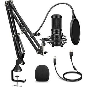 USB Condenser Microphone, 192kHZ/24bit Professional PC Streaming Podcast